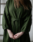 Forest Green Kimono Linen Dress (STOCK)