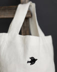 White Mini Round Linen Bag