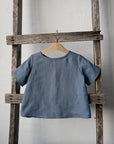 Dusty Blue Linen T-Shirt, 3-4 years (STOCK)