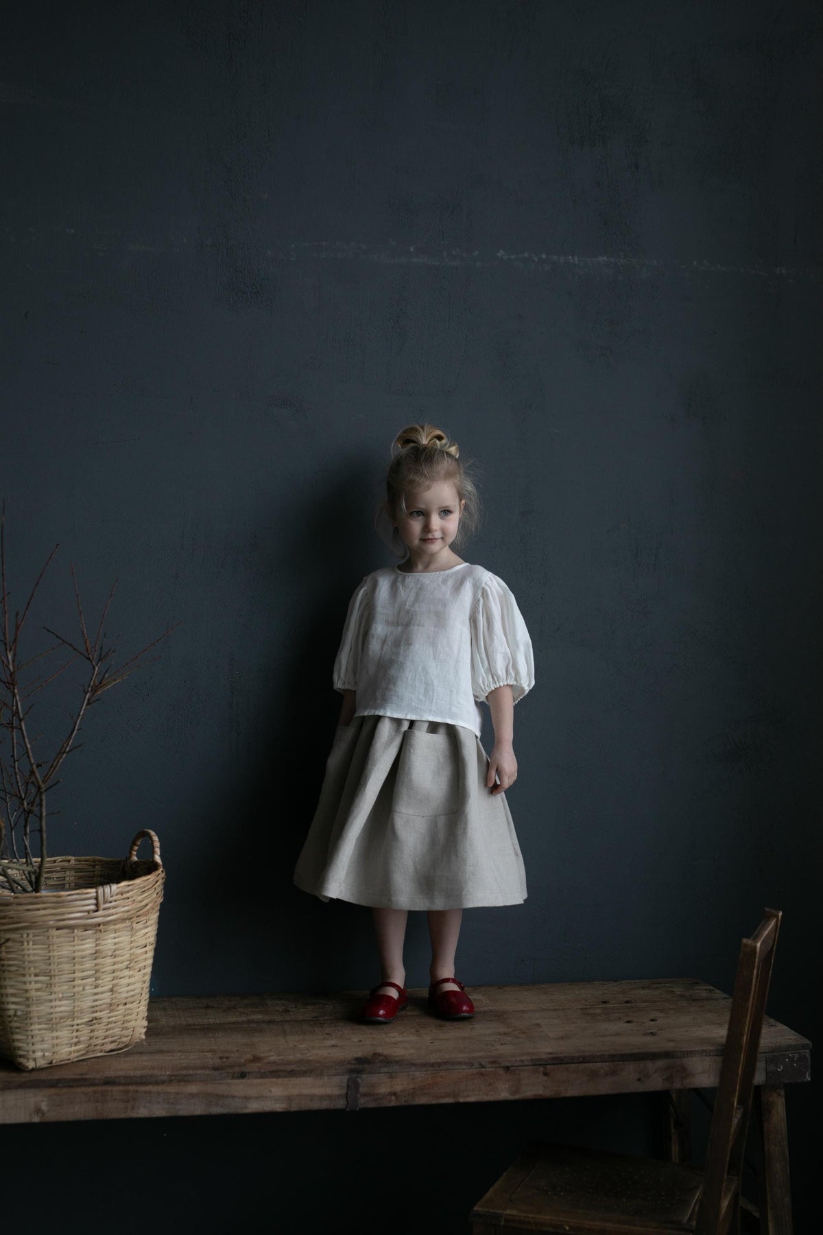 White Linen Puff Sleeve Top
