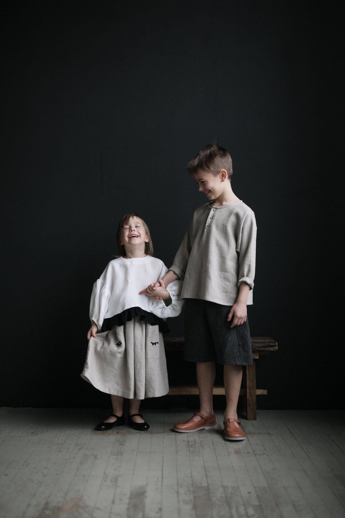 Natural Long Linen Skirt