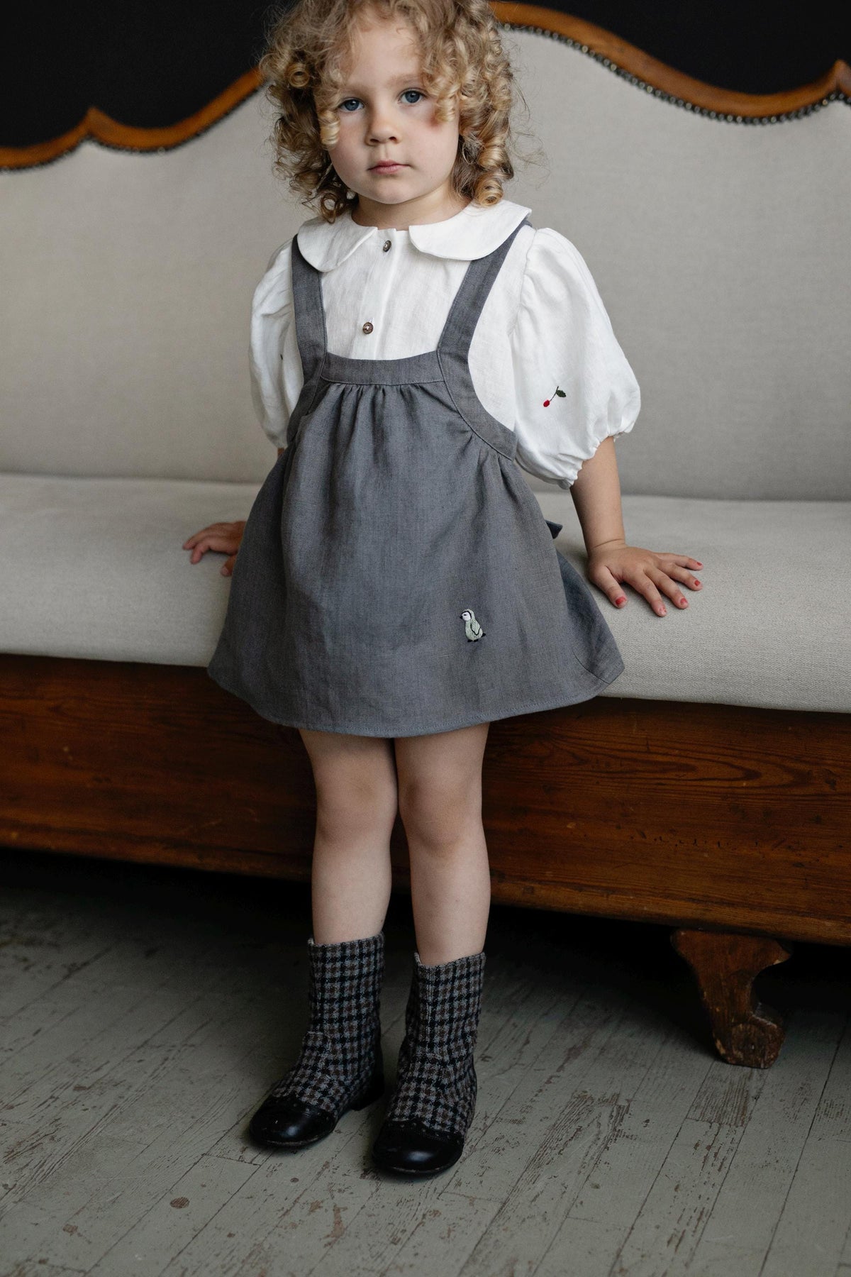 Charcoal Sirena Linen Pinafore
