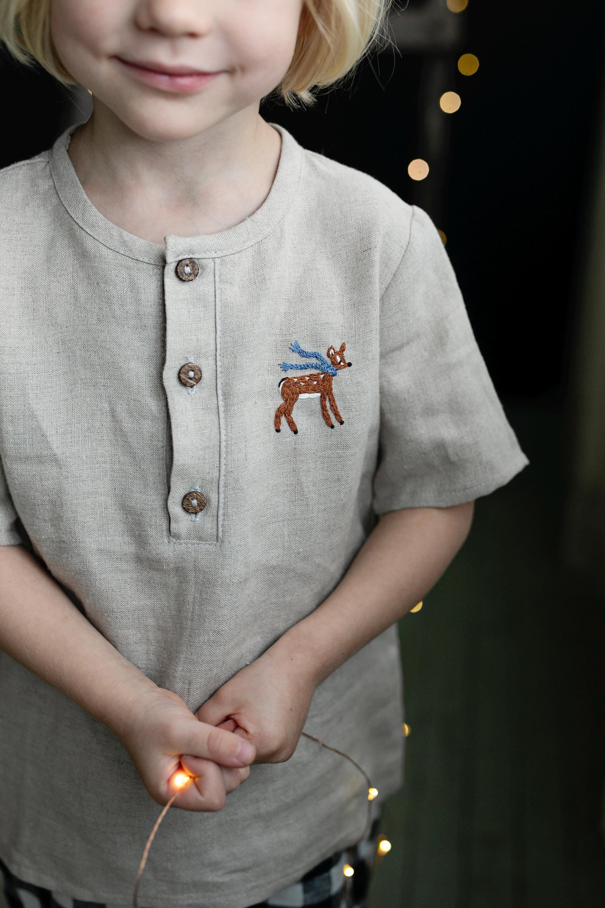 Natural Short Sleeve Button Linen Shirt