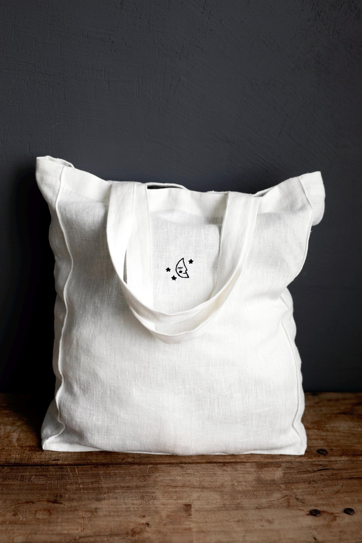 White Classic Large Linen Tote Bag