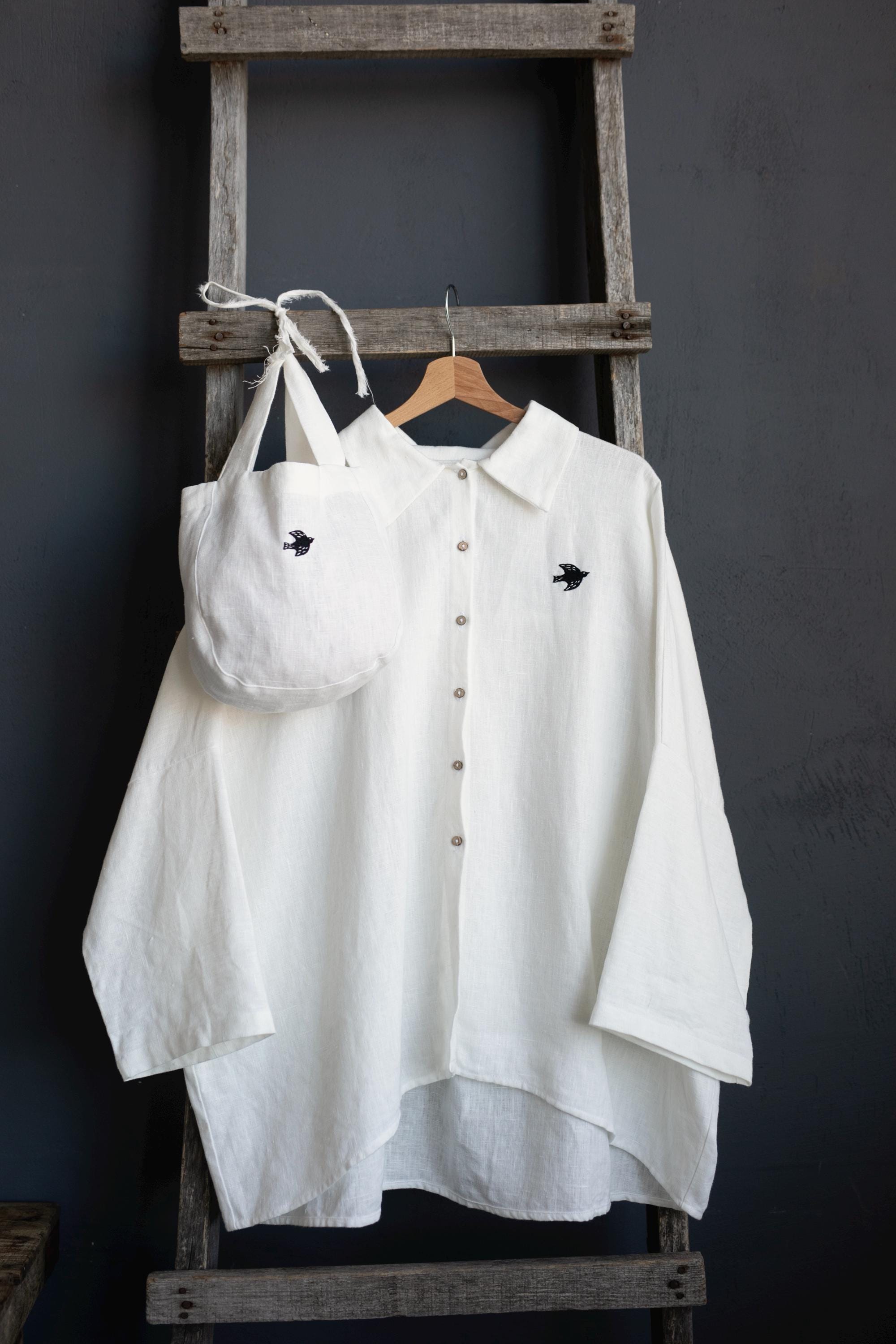 White Mini Round Linen Bag