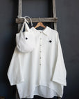 White Mini Round Linen Bag