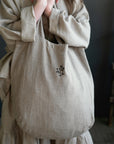 Natural Large Linen Round Bag