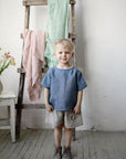Dusty Blue Linen T-Shirt, 3-4 years (STOCK)