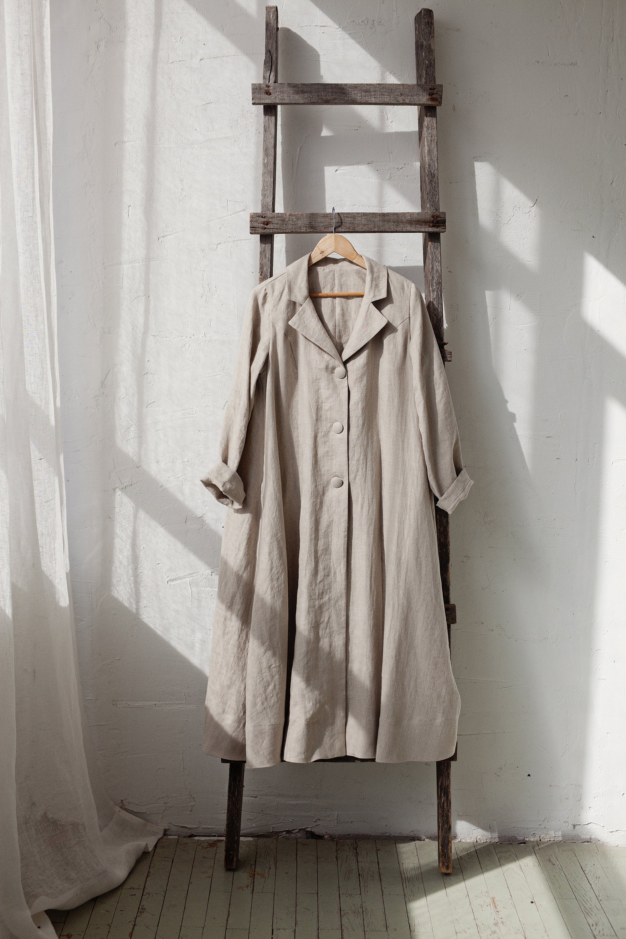 Natural Jane Austen Linen Coat, Sizes S &amp; L (STOCK)