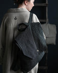 Midnight Stripe Linen Backpack