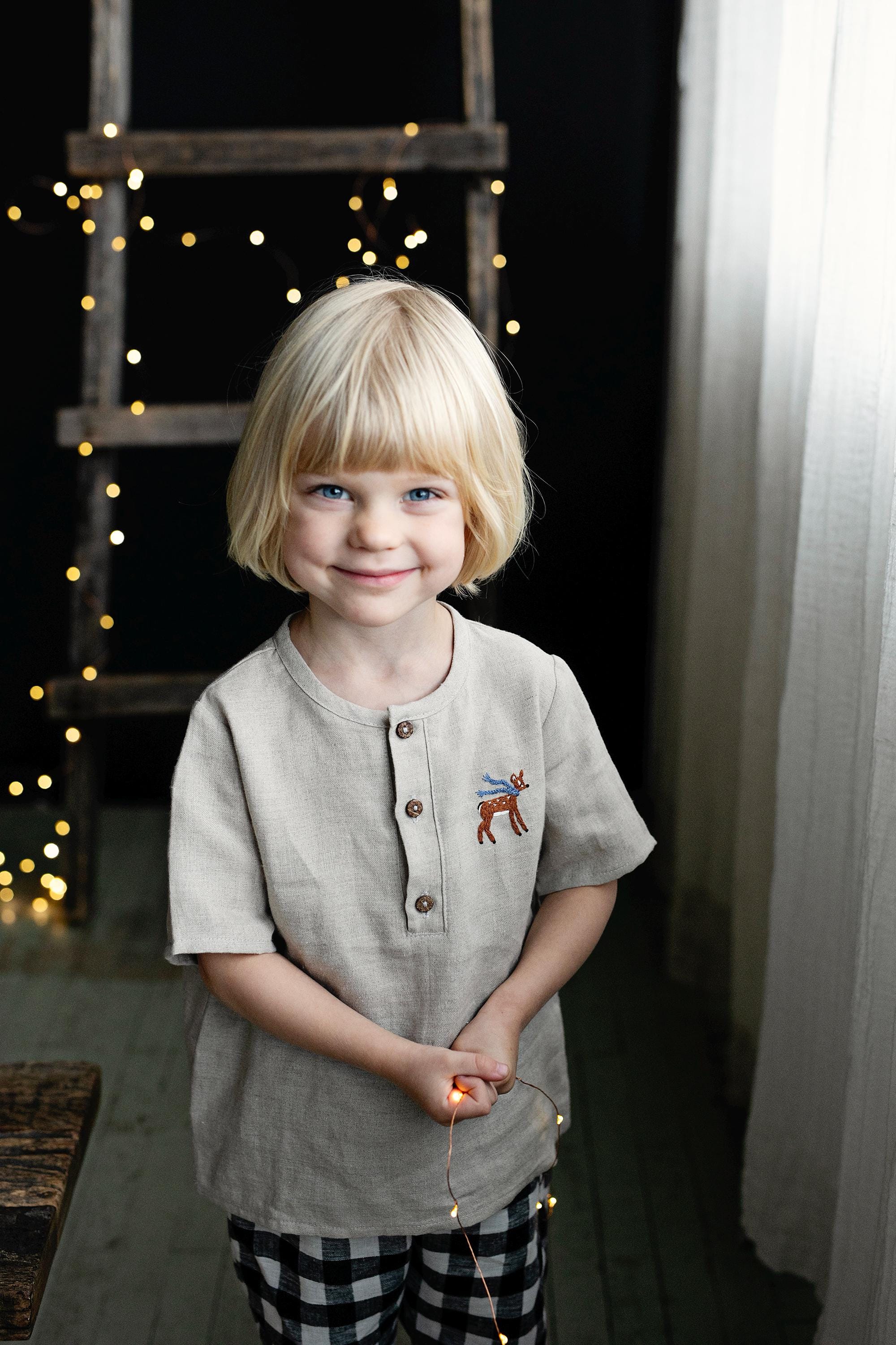 Natural Short Sleeve Button Linen Shirt