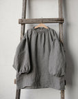 Grey Gingham Linen Short Parachute Dress