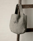 B&W Stripe Mini Round Linen Bag