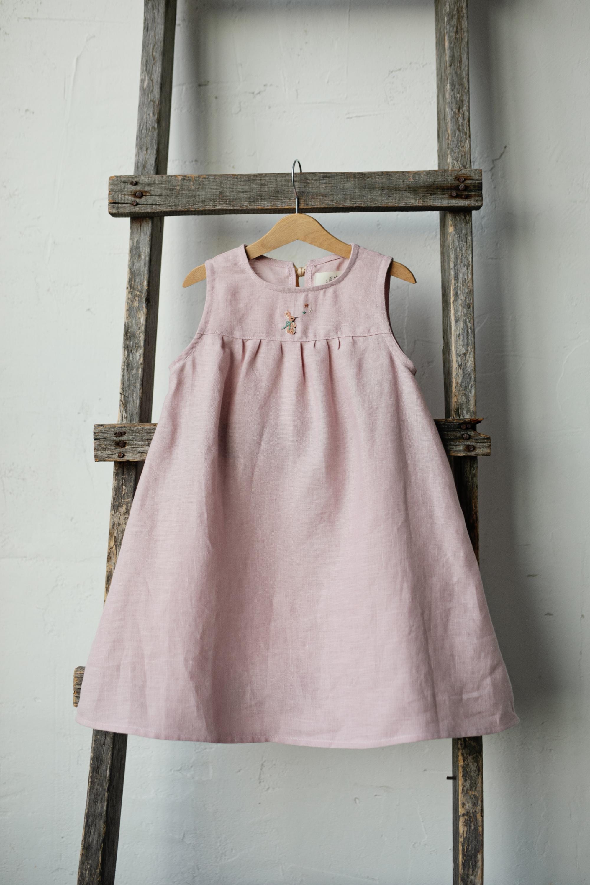 Baby Pink Violet Linen Dress