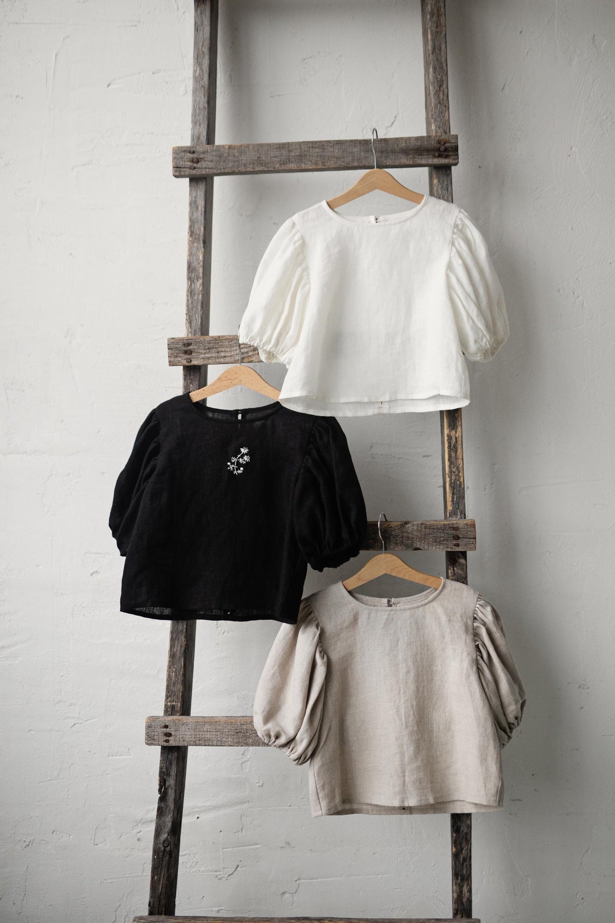 Natural Linen Puff Sleeve Top