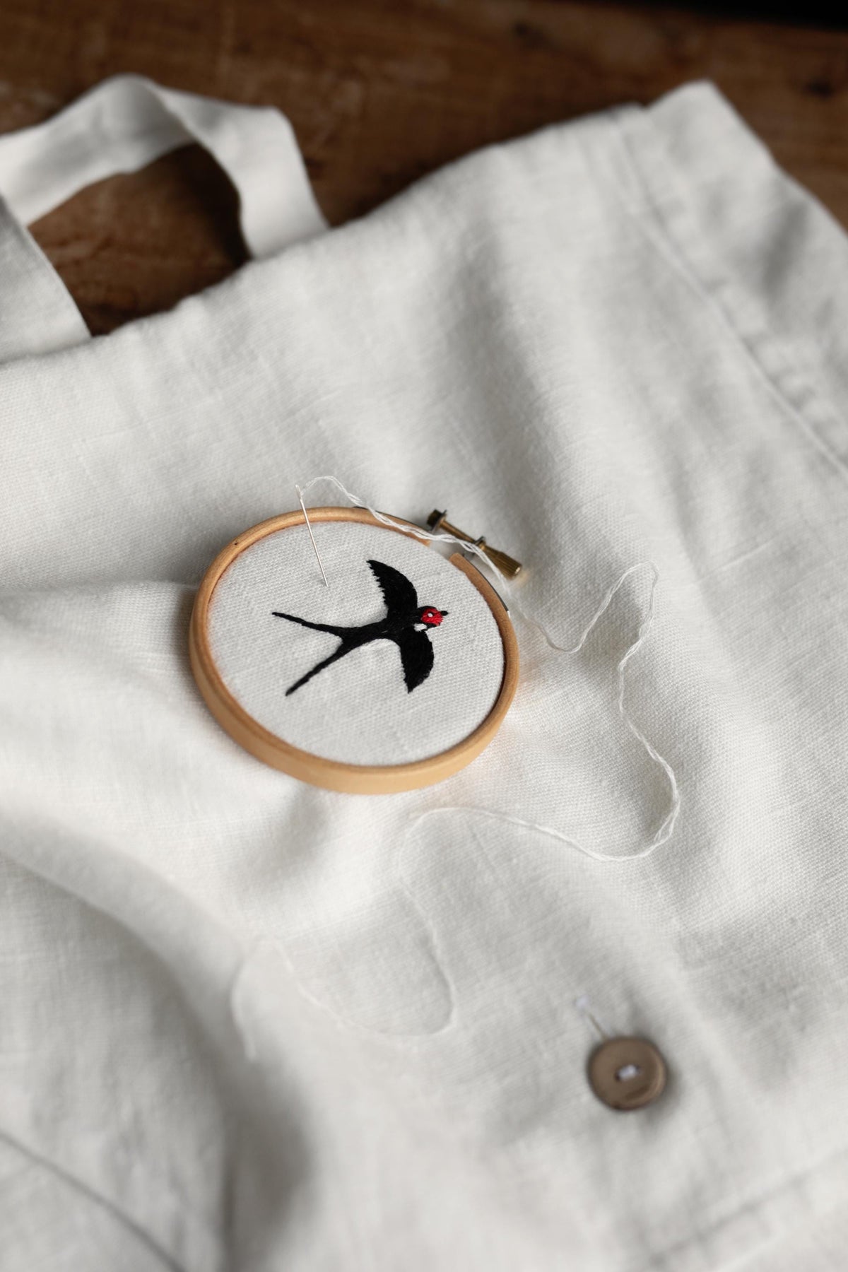 White Linen Backpack