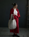 Natural Large Linen Round Bag