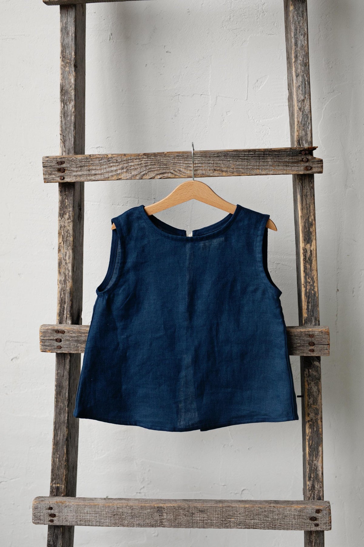 Navy Blue Ribbon Linen Shirt