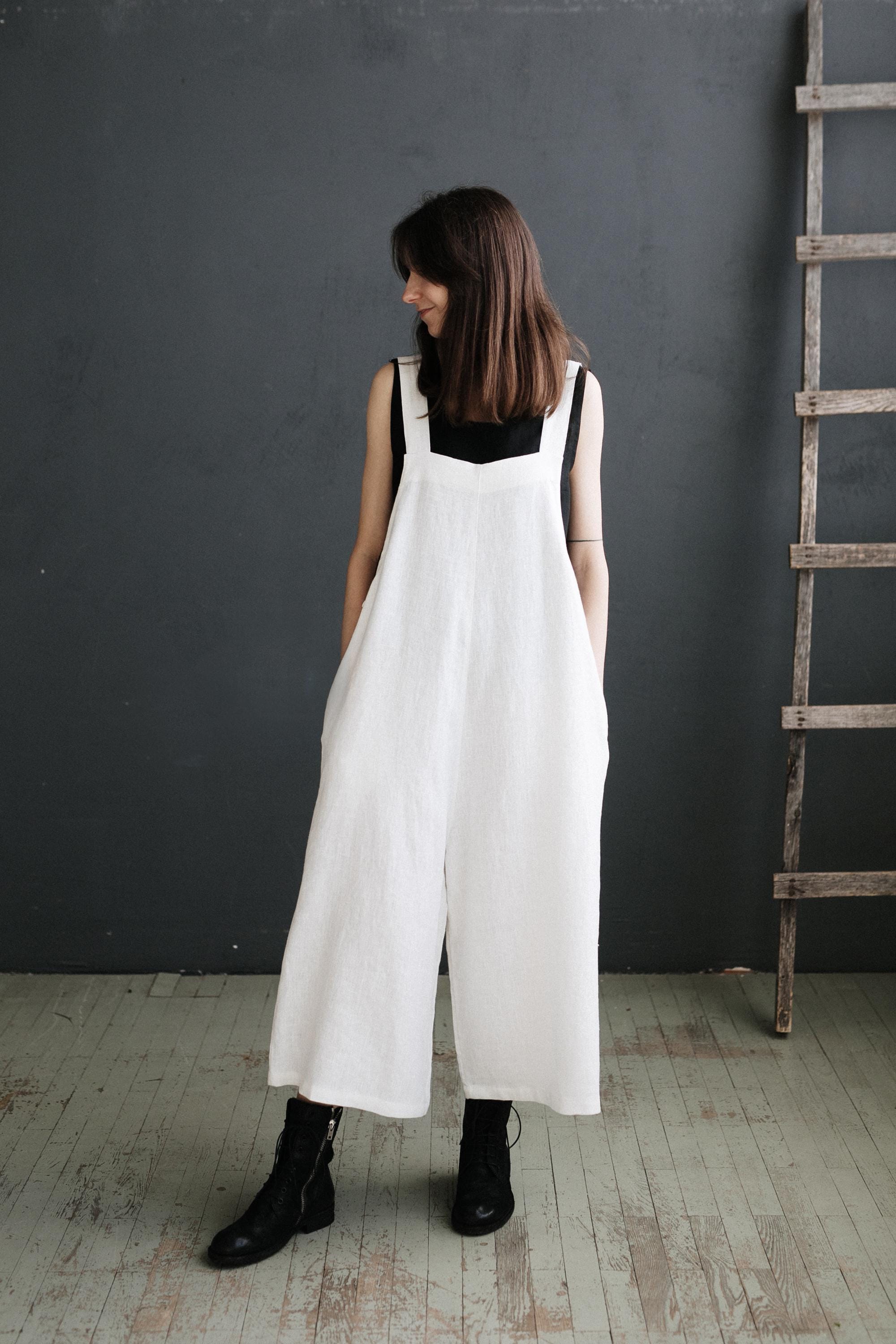 White Linen Overalls