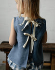 Dusty Blue Ribbon Linen Shirt