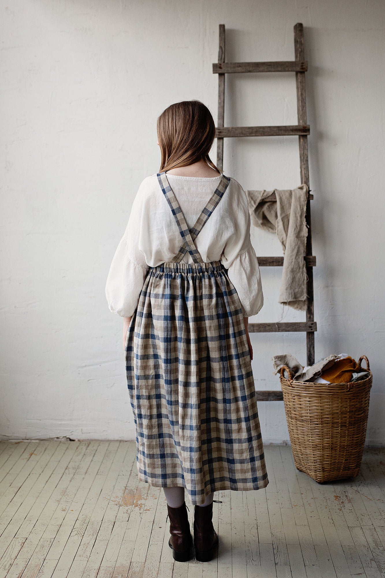 Beach Festive Cottage Linen Dress, Size XL (STOCK)