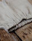 Natural Linen Pants, Size 5-6 years, Sitting squirrel embroidery (STOCK)
