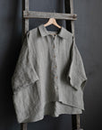 B&W Stripe 3/4 Linen Shirt