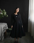 Black Midi Fitted Linen Dress