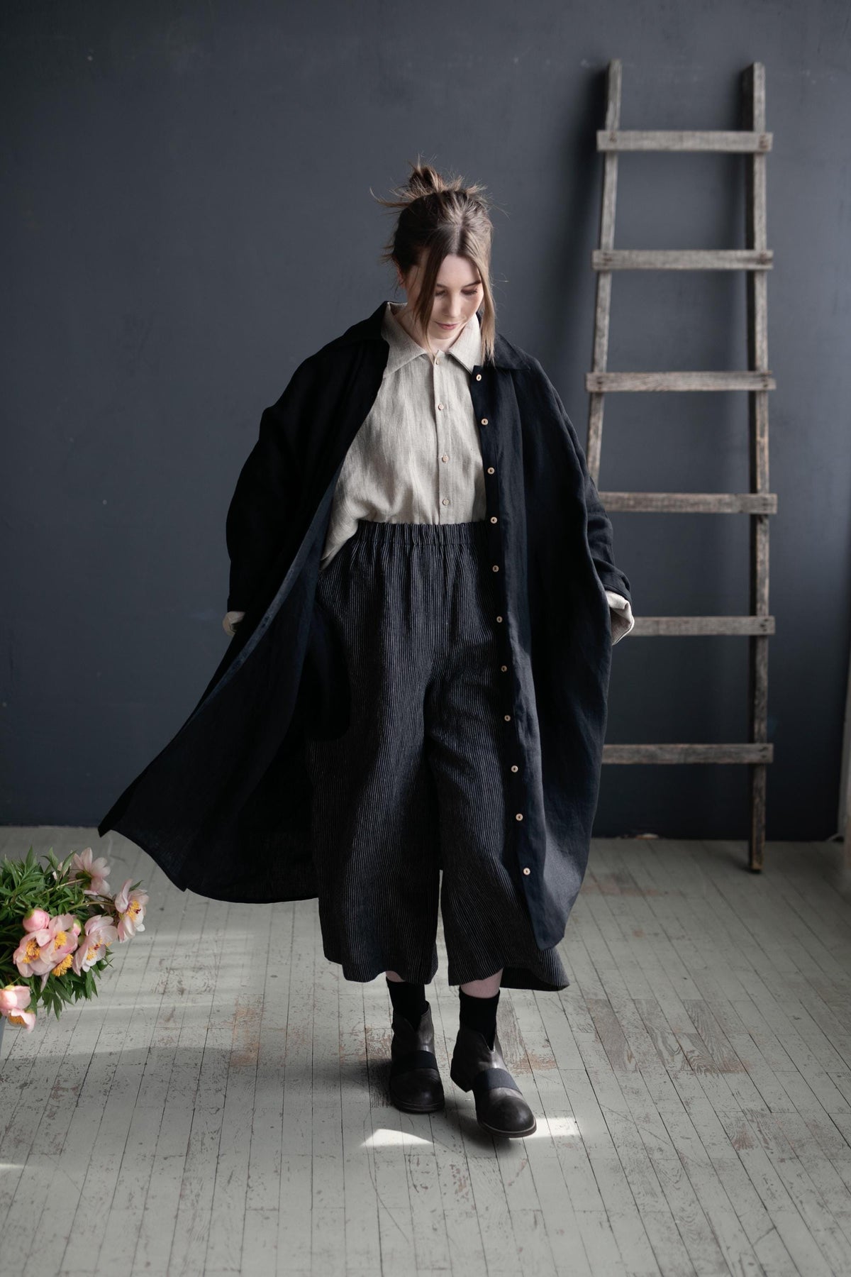 Black Linen Shirt Dress