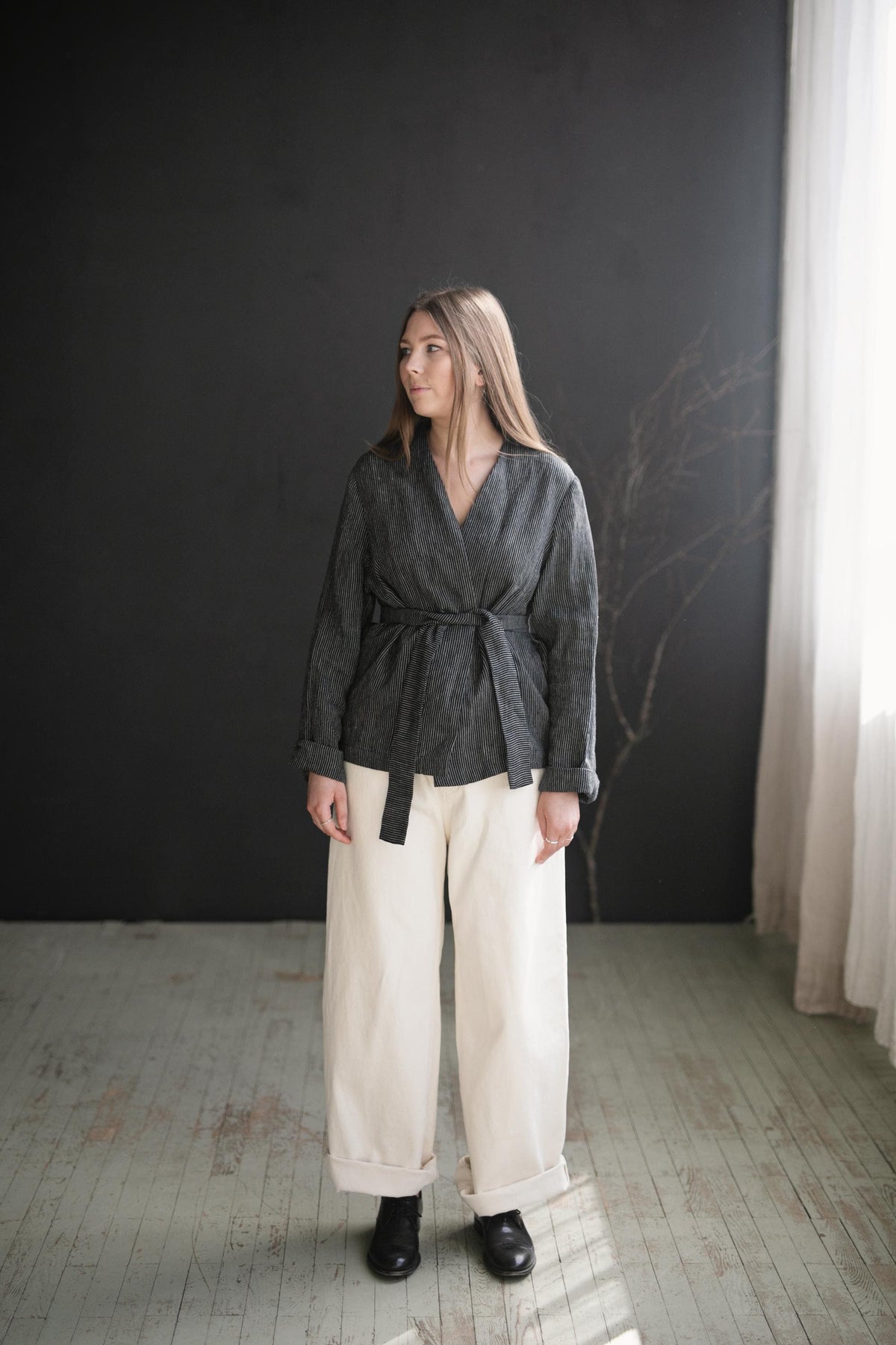 Midnight Stripe Kyoto Linen Jacket