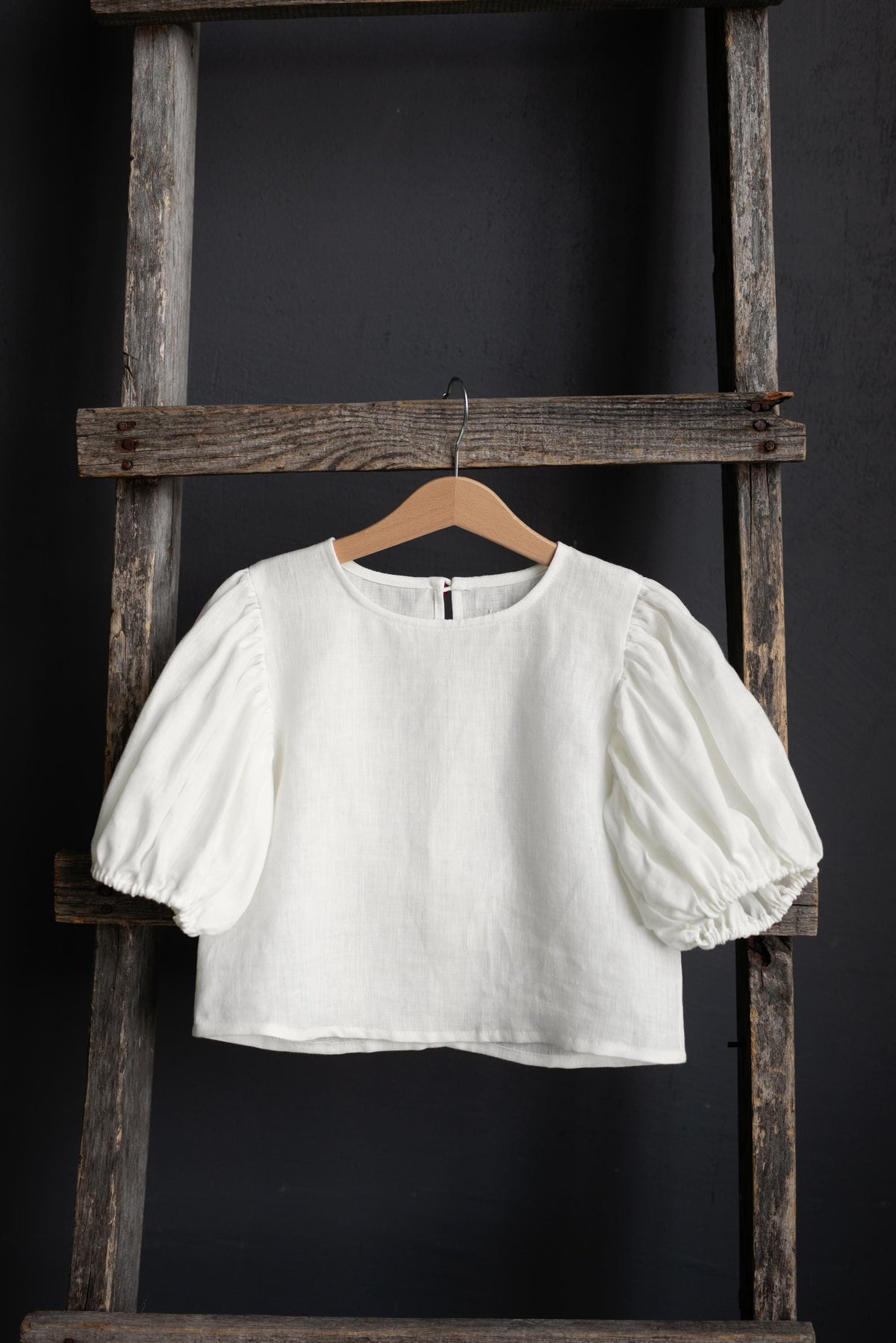White Linen Puff Sleeve Top