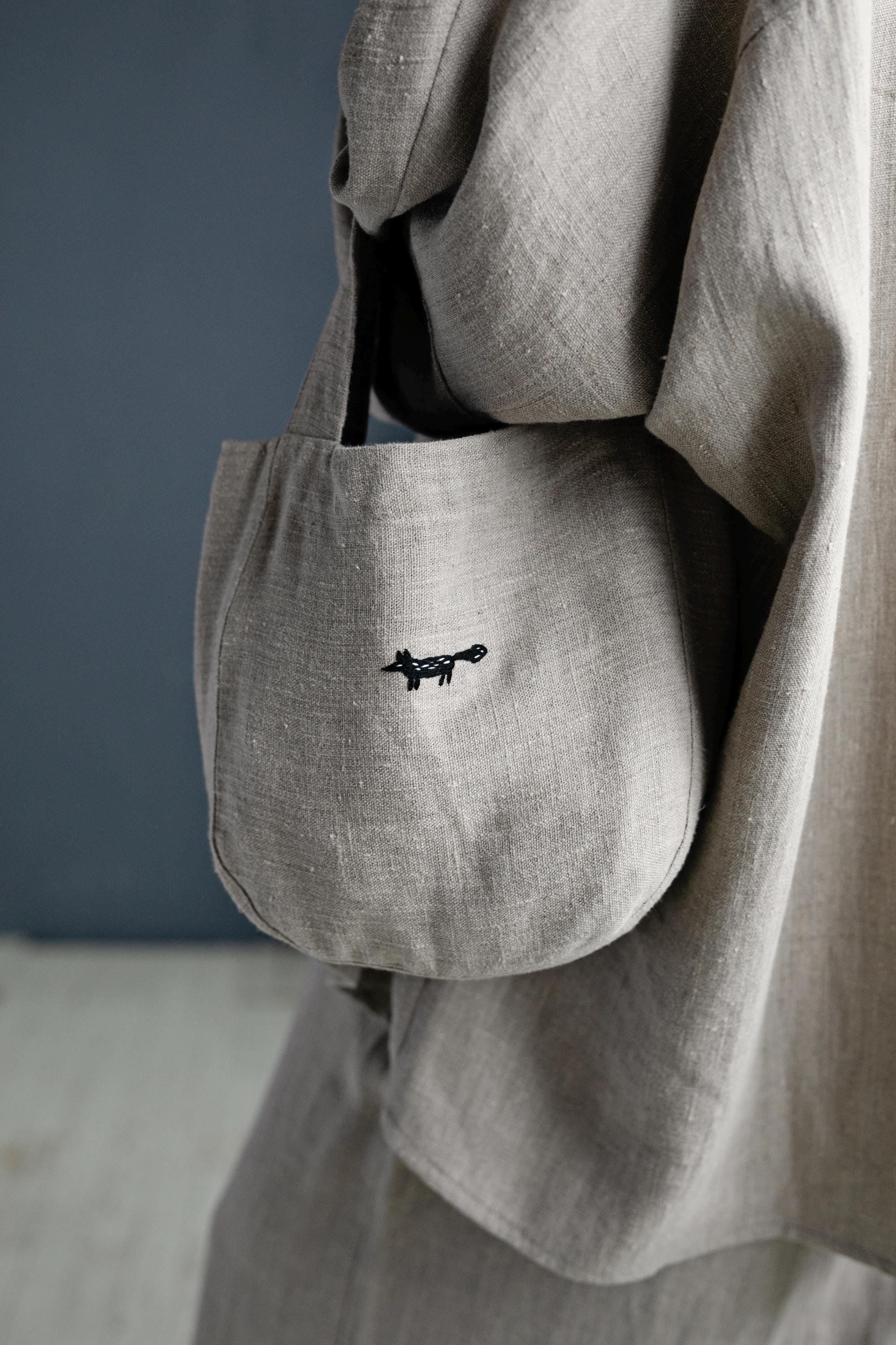 Natural Mini Round Linen Bag