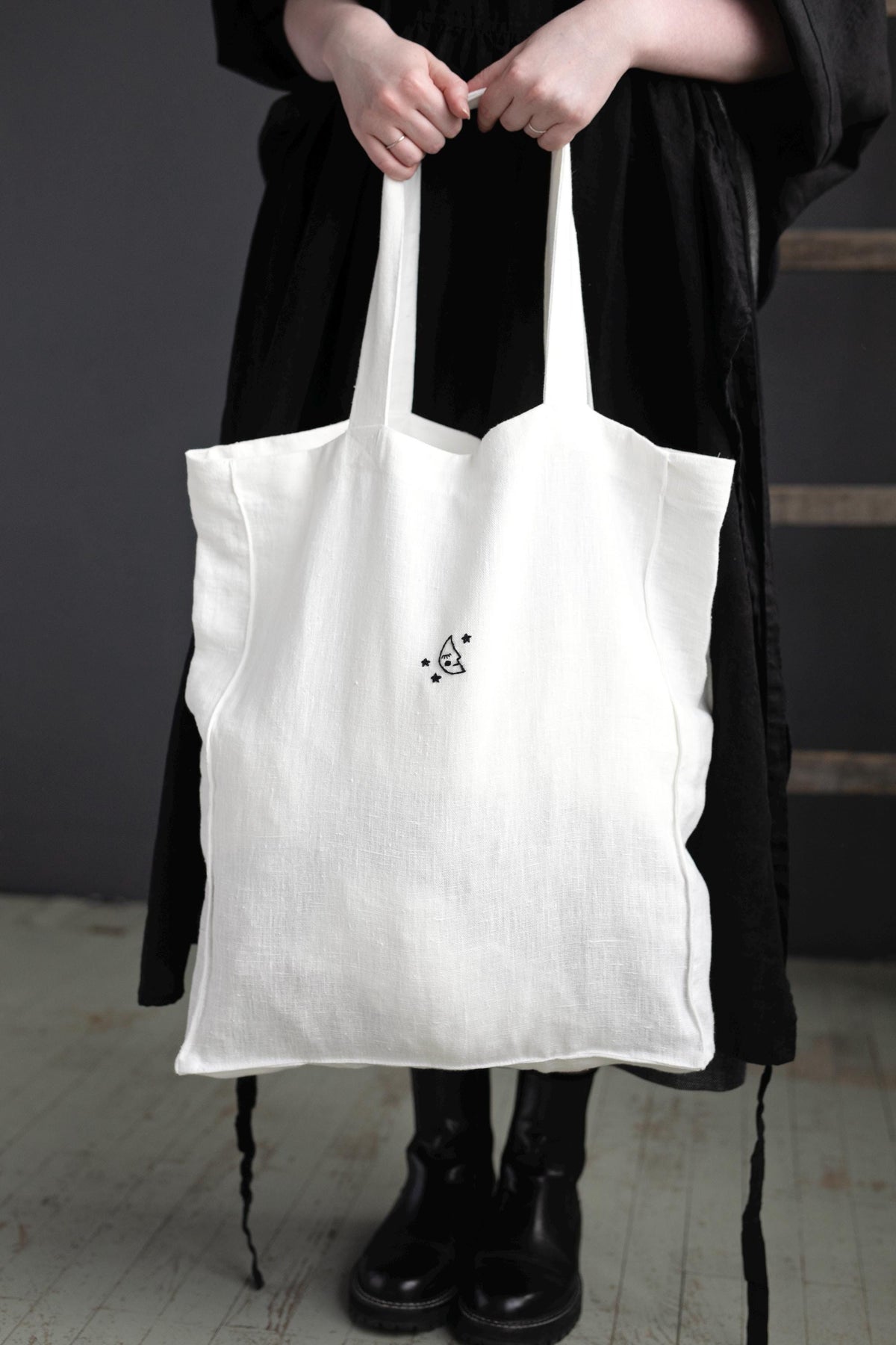 White Classic Large Linen Tote Bag
