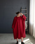 Cherry Linen Shirt Dress
