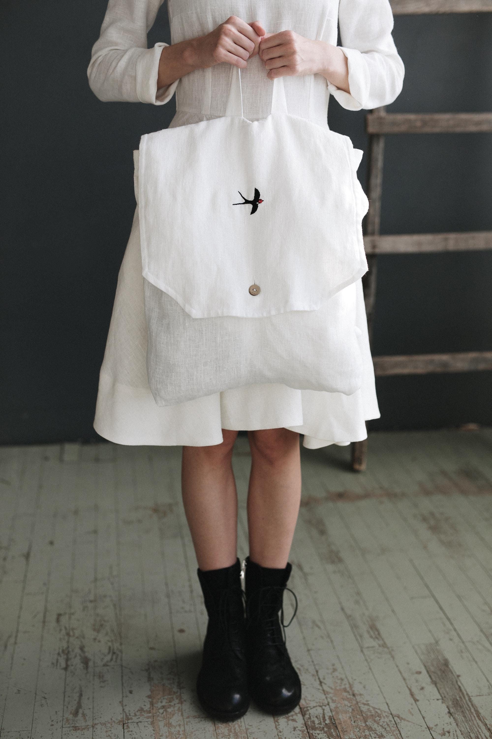 White Linen Backpack