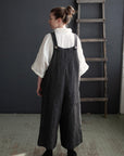 Midnight Stripe Linen Overalls