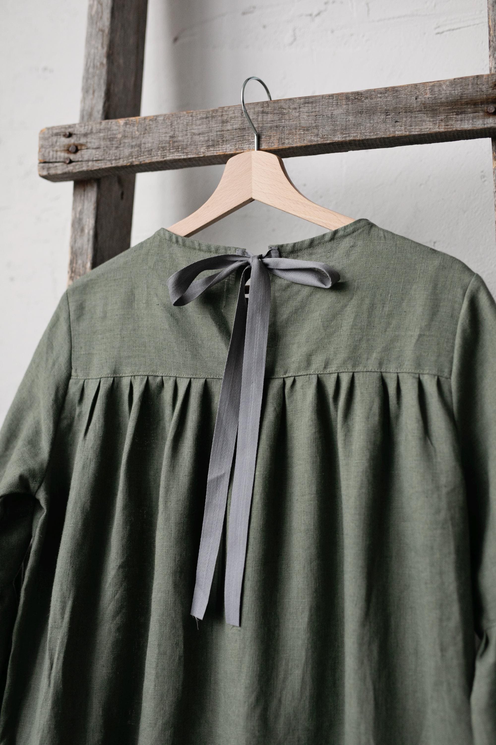 Sage Victorian Linen Dress