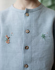 Baby Blue Classic Short Sleeve Linen Shirt