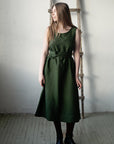 Forest Green Sleeveless Linen Dress, Sizes S & XXL (STOCK)