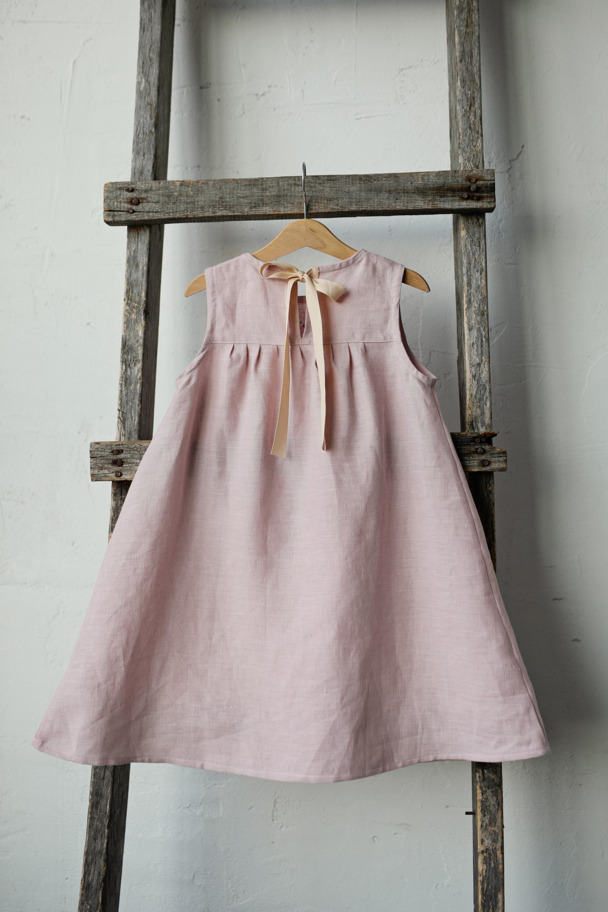 Baby Pink Violet Linen Dress