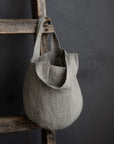 B&W Stripe Mini Round Linen Bag