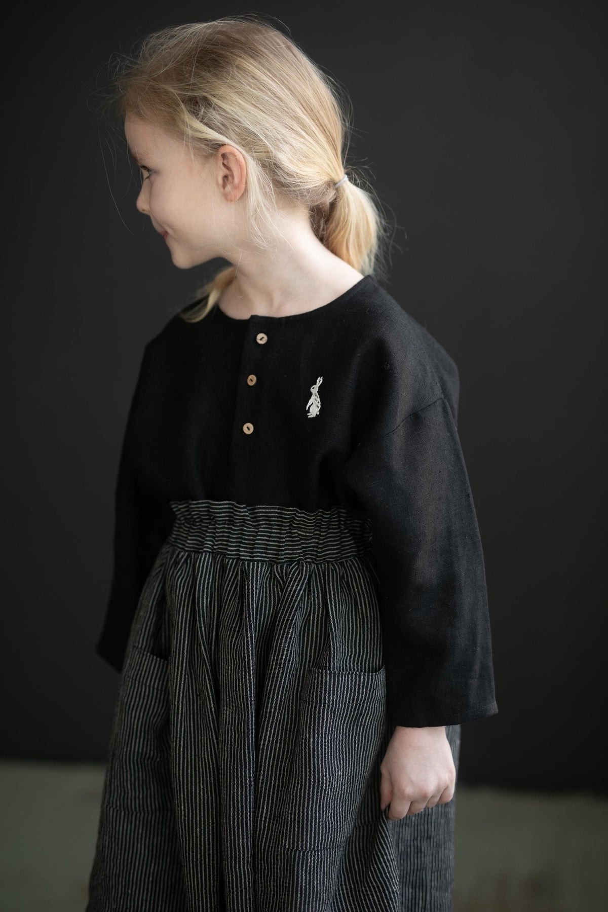 Black Long Sleeve Henley Linen Shirt
