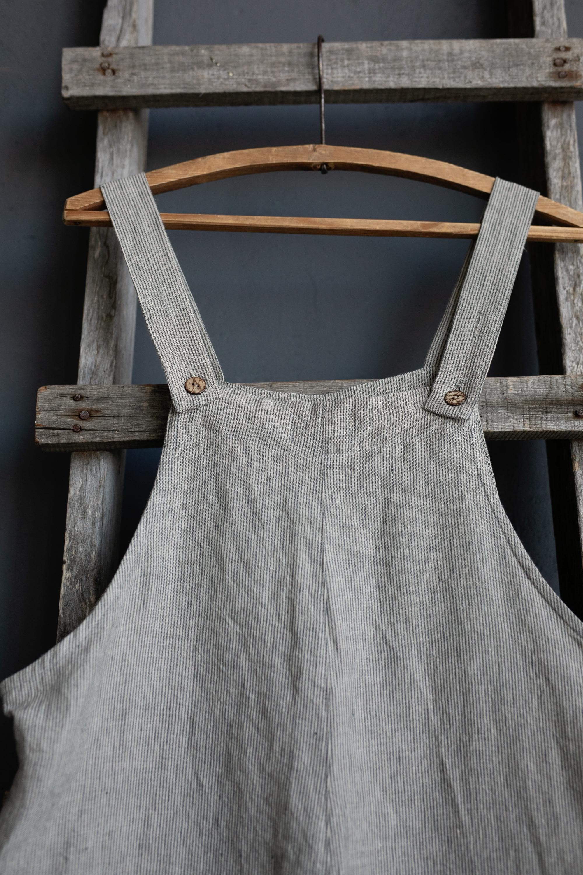B&amp;W Stripe Linen Overalls
