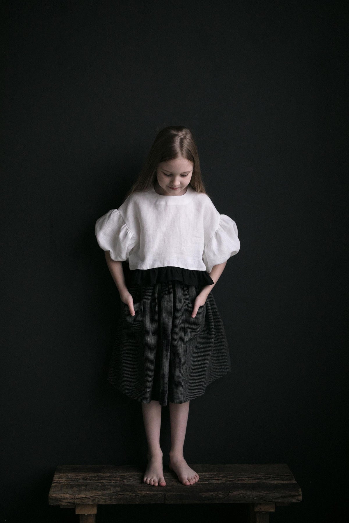 White Balloon Linen Top