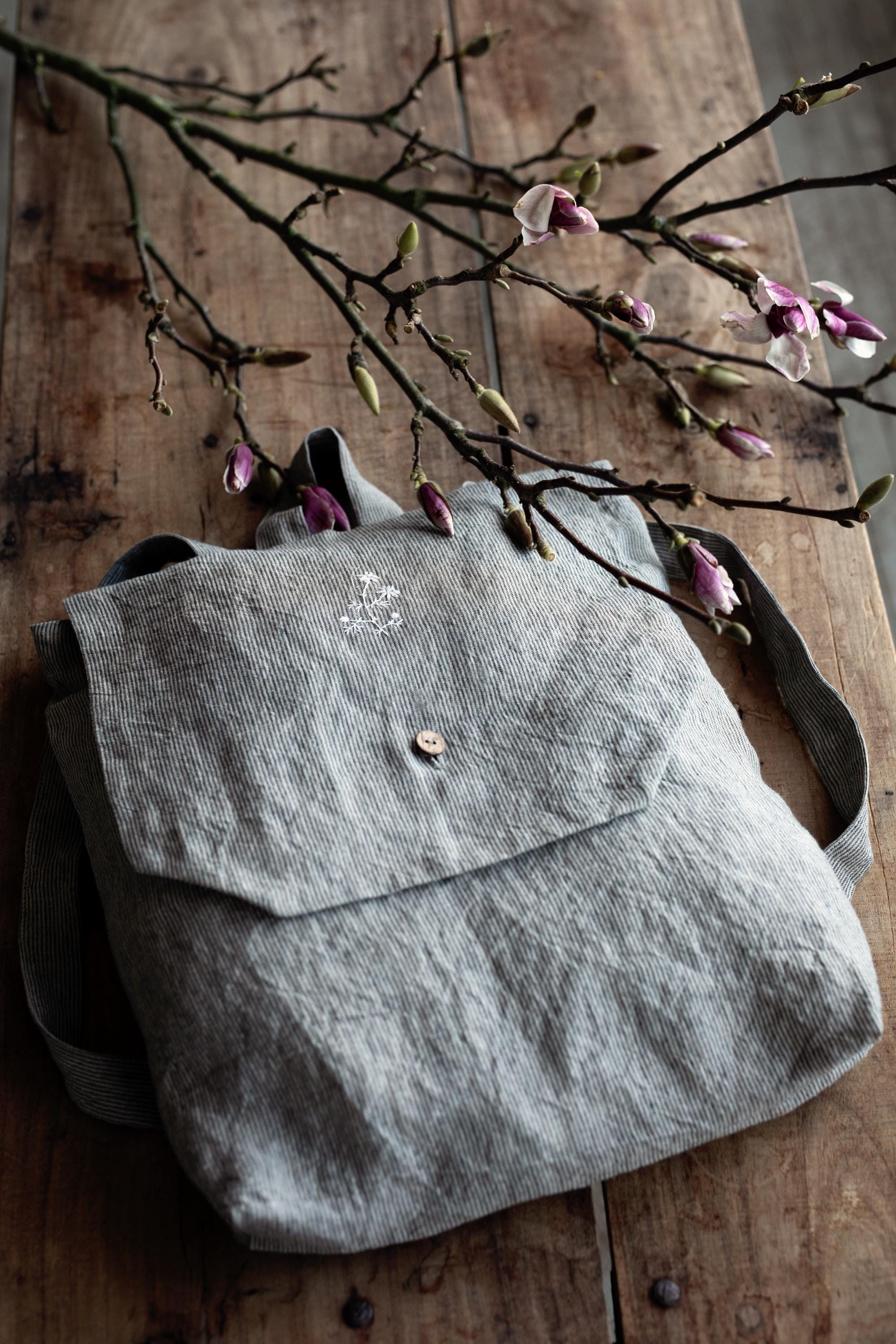 B&amp;W Stripe Linen Backpack