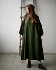 Forest Green Kimono Linen Dress (STOCK)
