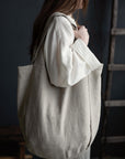 Natural Large Linen Round Bag