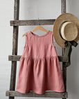 Salmon Smock Linen Dress, 1-2 years (STOCK)