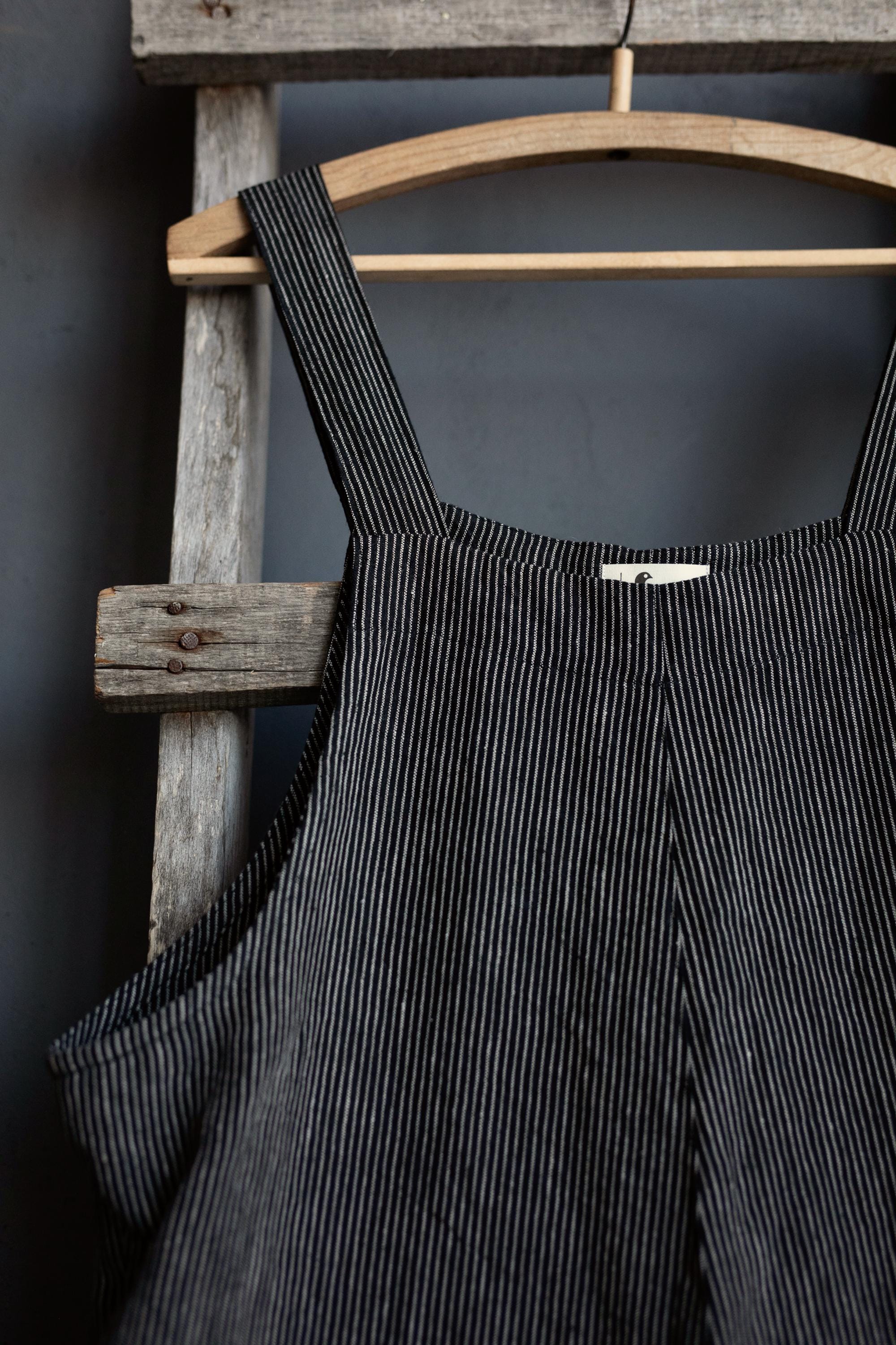 Midnight Stripe Linen Overalls