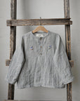 Steel Stripe Long Sleeve Button Linen Shirt